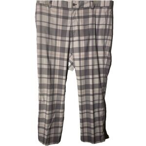 Nike Golf Tour Performance Dri Fit Golf Pants White Mint Plaid Size 36 x 30